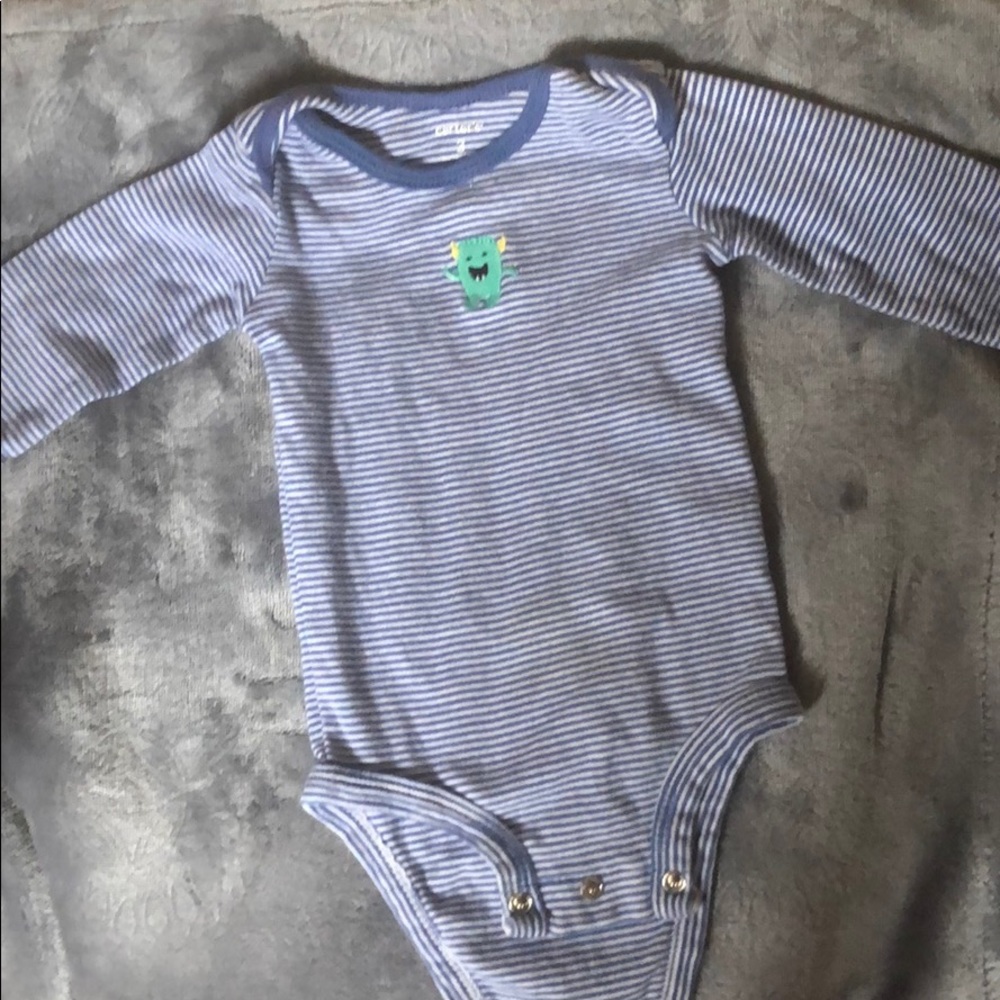 A blue and white onesie